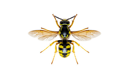 striking top-down perspective of wasp, revealing intricate detail of its structure, showcasing its natural beauty and unique features.  Isolated On Transparent and White Background