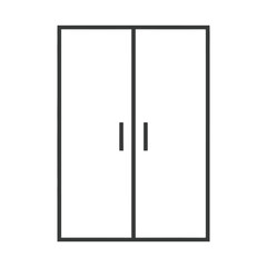 Simple outline of two closed doors with handles entrance exit