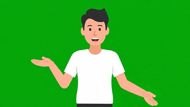 Animated Explainer Character Pointing on Green Screen