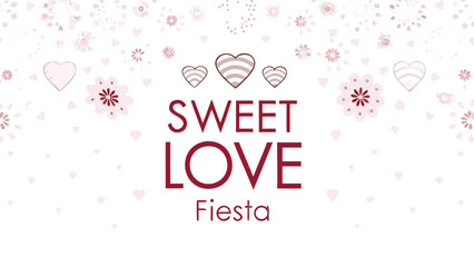 Valentine's day party theme with heart and floral patterns, sweet love fiesta celebration