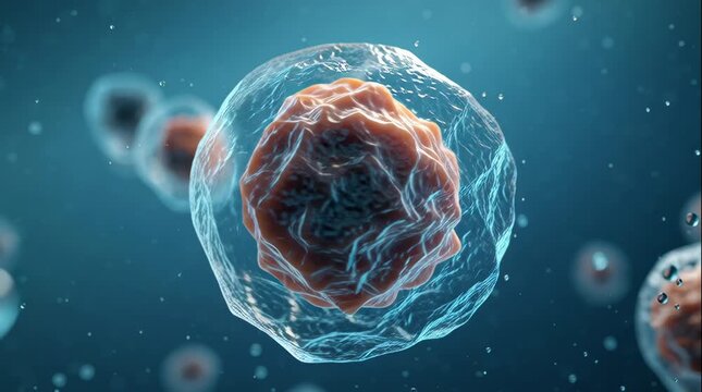 Exploring Micro World Cells Under Magnification in Bright Abstract Scene