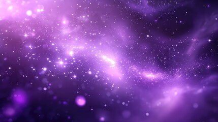 Obraz premium Abstract purple background showing a shimmering, glowing galaxy or nebula filled with countless bright stars and sparkling particles, creating a dazzling and luminous texture