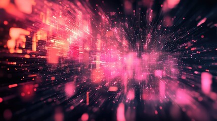 Abstract digital background depicting flowing particles, light trails, and connections, symbolizing data transfer, technological networks, and information processing