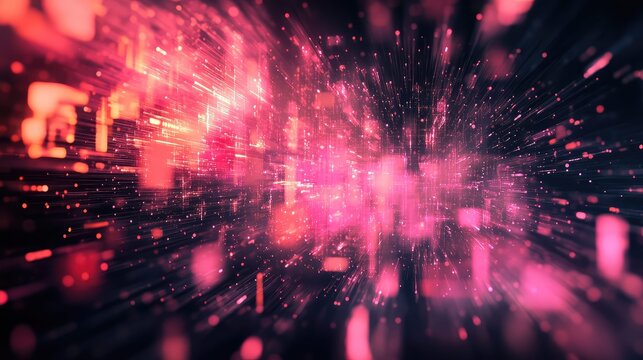 Abstract digital background depicting flowing particles, light trails, and connections, symbolizing data transfer, technological networks, and information processing - Powered by Adobe