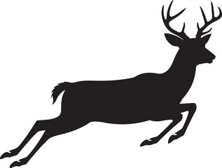 Silhouette of a majestic stag leaping forward in a dynamic pose