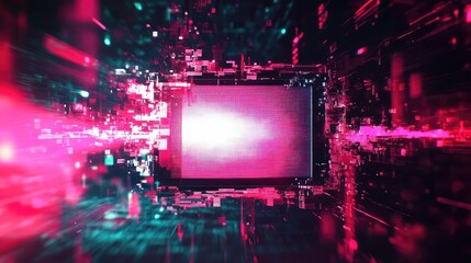 Digital core processing vast amounts of information, creating a vibrant network of data streams and algorithmic connections in a futuristic cyberspace environment