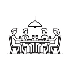 Family gathering around a dining table sharing a meal together