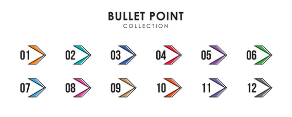 Number bullet points collection vector design