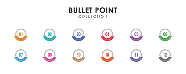 Number bullet points collection vector design