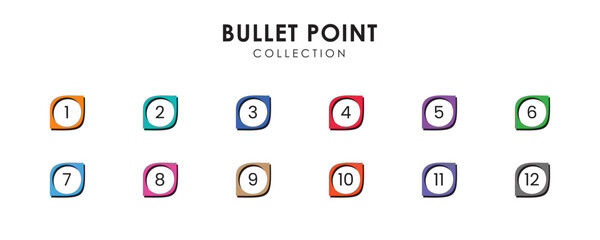 Number bullet points collection vector design