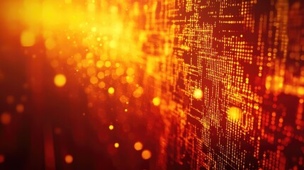 Abstract digital background showing data connection and technological flow with vibrant orange and red light, creating an energetic and modern visual concept