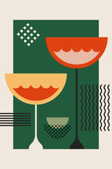 Retro Geometric Cocktail and Drink Vector Illustration Collection