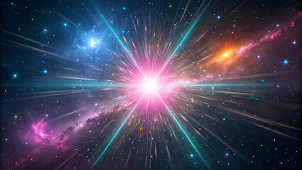 Fototapeta premium Explosion of cosmic light and nebulae in deep space