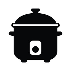 Black rice cooker icon with white control panel and circle appliance kitchen