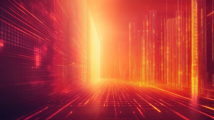 Abstract technology background showing global data processing and connectivity with glowing lines forming a virtual landscape of information, representing concepts like big data transfer