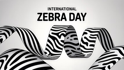 Naklejka premium Black and White Zebra Stripes Background with International Zebra Day Text