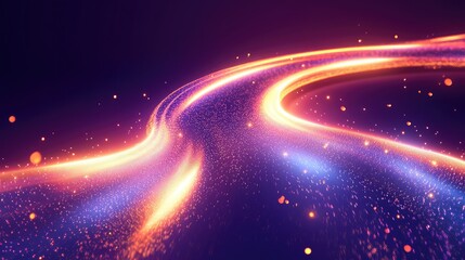 Abstract particle light trails creating a dynamic stream of energy and data, representing modern technology, speed, connection, and futuristic innovation moving through space