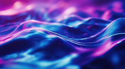 Abstract digital waves creating a conceptual fluid surface, reflecting vibrant blue and magenta neon light, suggesting advanced technology, data flow, and modern energy