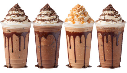 Delicious Chocolate Milkshakes with Toppings on Transparent Background