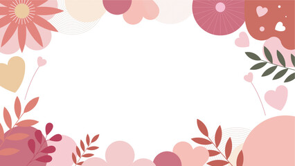 Minimal Valentine Frame with Copy Space in Modern Pastel Flat Design