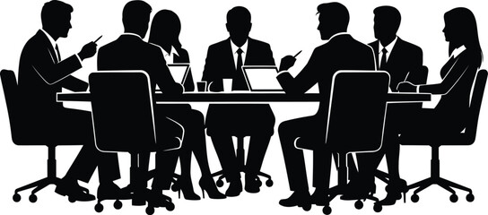 Corporate Team Meeting Discussion Silhouettes .