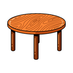 Illustration of Small Wooden Round Table