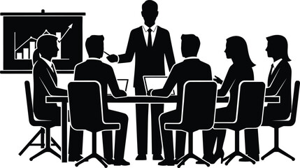 Business Meeting Presentation with Team Collaboration .