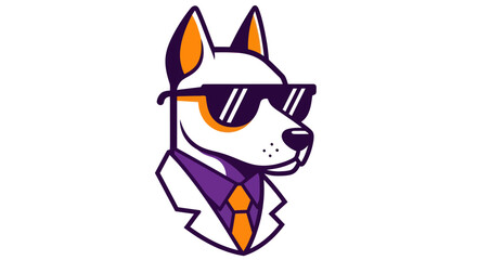 Stylized dog with sunglasses and formal attire vector illustration