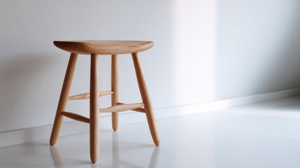Modern minimalist backless wooden stool design for interior spaces