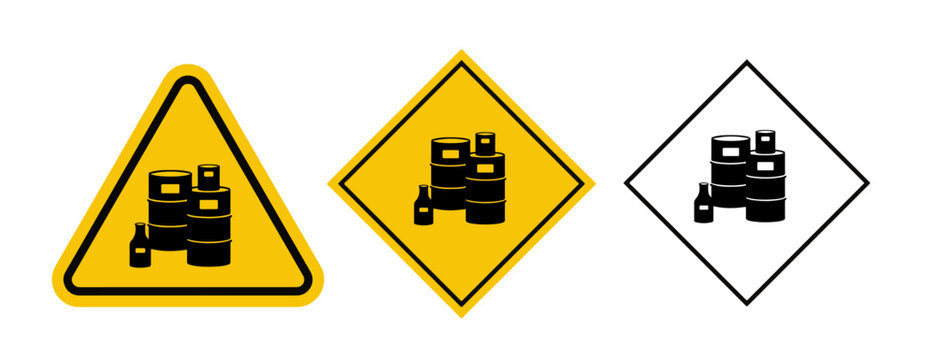 Warning Chemical Storage Area Symbol Sign set, Vector Illustration, Isolate On White Background