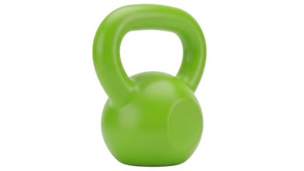 Green kettlebell PNG isolated on transparent background, fitness equipment for strength training and exercise routines