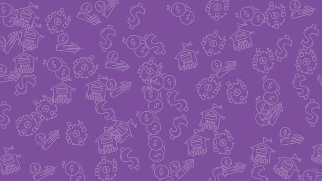 Looping purple science icons seamless pattern animation.