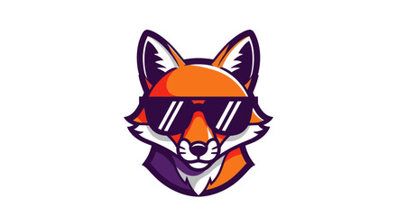 Stylized fox wearing sunglasses vector illustration isolated on white