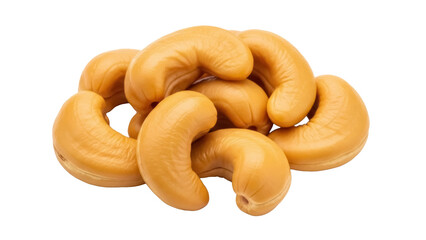 Pile of cashew nuts isolated PNG on transparent background, healthy snack food rich in protein and vitamins
