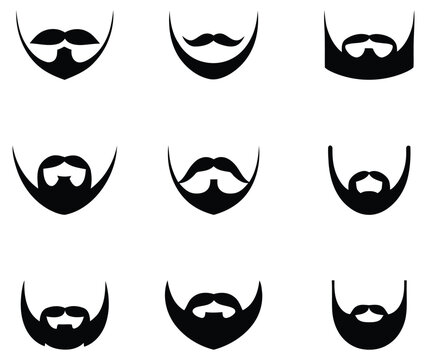 Different beard and mustache styles icons set