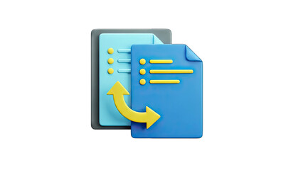 Document Transfer with Arrow Icon - 3D Render