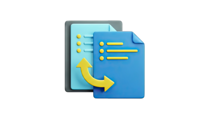 Document Transfer with Arrow Icon - 3D Render