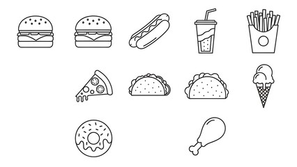 Variety of fast food icons for menu design