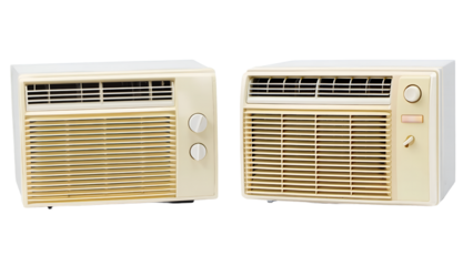 Old Model Window AC Units Isolated on Transparent Background.