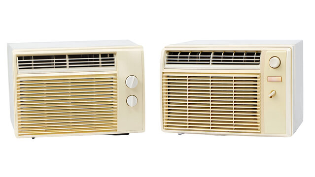 Old Model Window AC Units Isolated on Transparent Background.