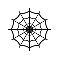 Naklejka premium Spider web silhouette icon in black color with transparent background. Cobweb symbol suitable for halloween, horror, decoration and graphic design use.