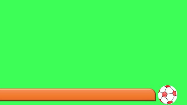 Orange lower third with rotating 3D ball and green screen.
