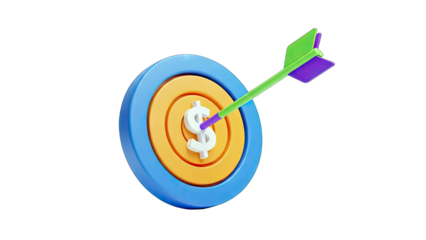 Dollar Sign Target Hit by Arrow: Financial Goal