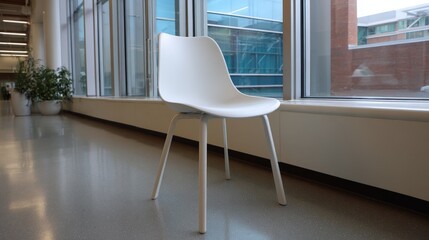 Sleek modern white chair with molded plastic seat for contemporary office or home decor