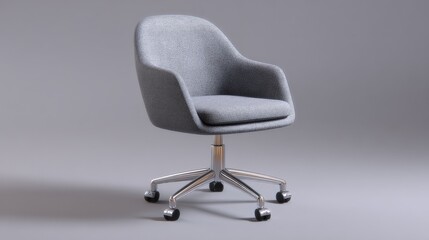 Stylish minimalist gray fabric office chair with scandinavian design