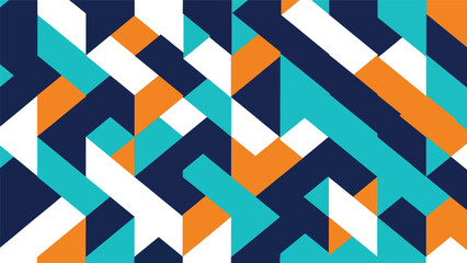 Dynamic geometric vector wallpaper with diagonal shapes and rhythmic repetition, modern flat design style, bold solid colors, clean abstract background