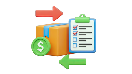 Delivery Process: Package, Checklist, and Arrows Concept