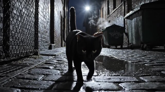 Midnight Alley Cat - A Noir Encounter in the Shadows.