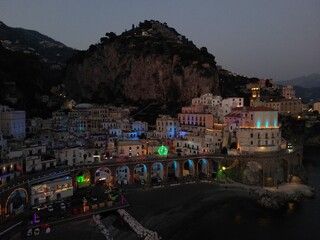 atrani christmas light, amalfi coast, italy
