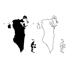 Bahrain map in outline style and black color